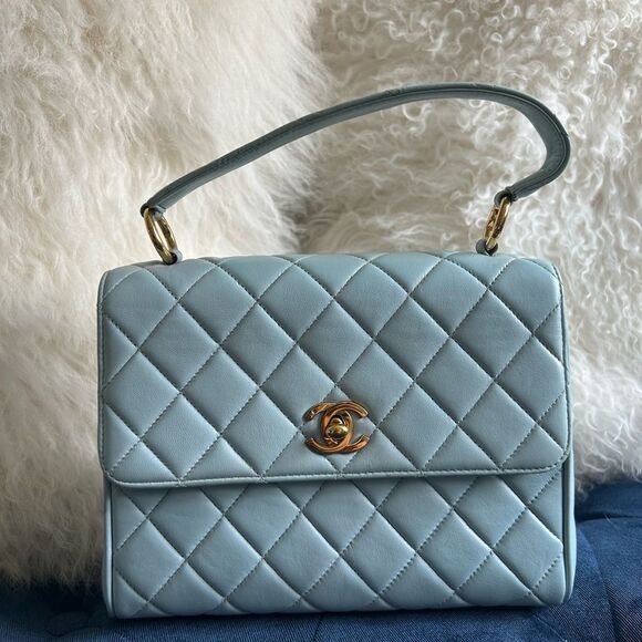Chanel light blue Small Kelly top handle bag lambskin - Picture 1 of 13